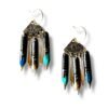 Boucles d'oreilles triangle ciselé plumes de calligraphie turquoise Graffiti