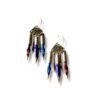 Boucles d'oreilles triangle ciselé plumes de calligraphie bleu Graffiti