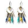 Boucles d'oreilles rondes plumes de calligraphie jaune Graffiti