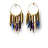 Boucles d'oreilles rondes plumes de calligraphie bleu Graffiti