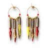 Boucles d'oreilles rondes plumes de calligraphie rouge Graffiti