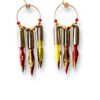 Boucles d'oreilles rondes plumes de calligraphie rouge Graffiti