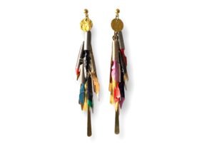 Boucles d'oreilles plumes de calligraphie multicolore Graffiti