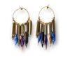 Boucles d'oreilles rondes plumes de calligraphie bleu Graffiti