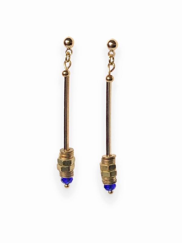Boucles d'oreilles tube écrous bleu Oh la la !