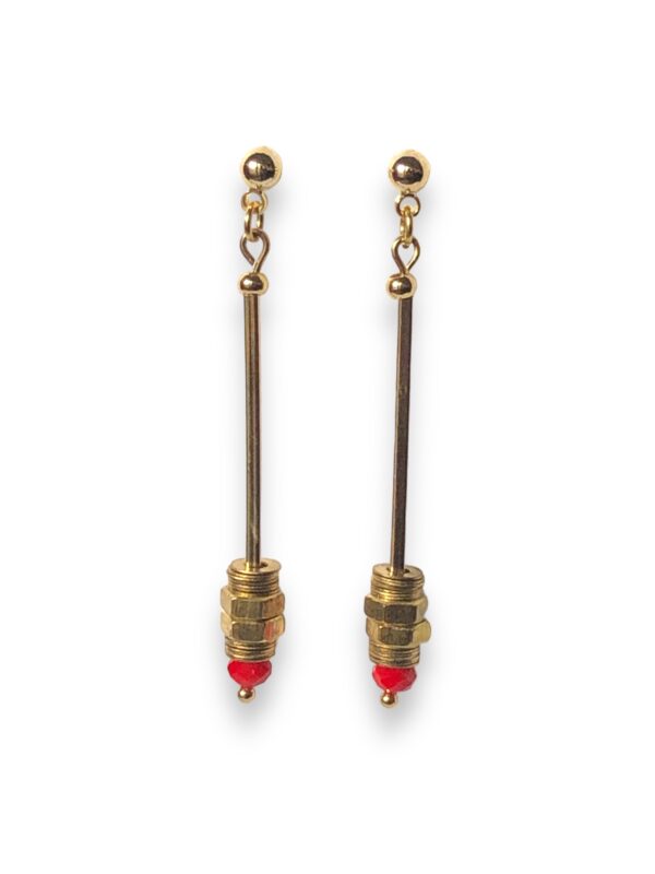 Boucles d'oreilles tube écrous rouge Oh la la !