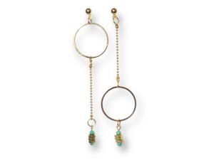 Boucles d'oreilles asymétriques écrous turquoise Oh la la ! - bijou artisanal original.