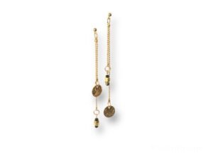 Boucles d'oreilles asymétriques longues écrous noir Oh la la ! - bijou original fait main.