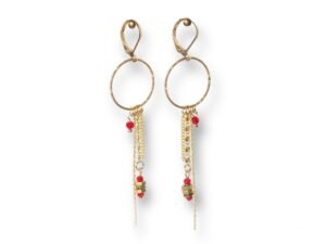 Boucles d'oreilles chaînes écrous rouge Oh la la !