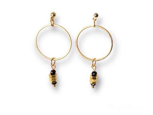 Boucles d'oreilles courtes écrous noir Oh la la !