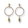 Boucles d'oreilles courtes écrous turquoise Oh la la ! - créoles dorées, écrous en laiton et perles turquoises.