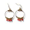 Boucles d'oreilles créoles écrous 3 perles rouge Oh la la ! - vue générale.