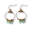 Boucles d'oreilles créoles écrous 3 perles turquoises Oh la la !