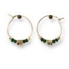Boucles d'oreilles créoles écrous 4 perles vertes Oh la la !