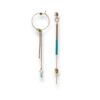 Boucles d'oreilles dépareillées écrous émail turquoise Oh la la ! - Boucles d'oreilles longues dépareillées avec émail turquoise, écrous en laiton brut et chaînes dorées.