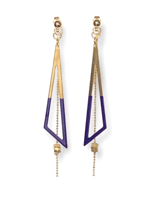 Boucles d'oreilles écrous émail trapèze violet Oh la la !
