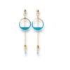 Boucles d'oreilles écrous émail turquoise Oh la la ! - Longues boucles d'oreilles avec émail turquoise, écrous en laiton brut et chaîne billes dorée.