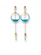 Boucles d'oreilles écrous émail turquoise Oh la la ! - vue de près.