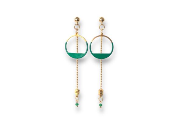 Boucles d'oreilles écrous émail vert Oh la la ! - bijou artisanal graphique.