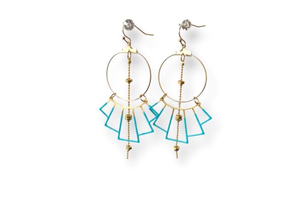 Boucles d'oreilles longues écrous émail bleu Oh la la !