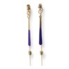 Boucles d'oreilles longues écrous émail violet Oh la la ! - Longues boucles d'oreilles avec émail violet, écrous en laiton brut et chaîne billes dorée.