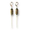 Boucles d'oreilles longues rondelles vert Oh la la ! - Longues boucles d'oreilles avec rondelles en laiton, perles vertes et chaîne billes dorée.