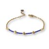 Bracelet écrous laiton et perles Miyuki bleues : bracelet en laiton avec écrous et perles bleues sur chaîne billes.