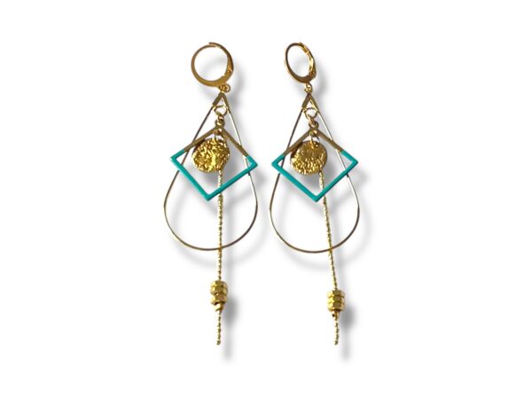 Boucles d'oreilles écrous émail bleu Oh la la !