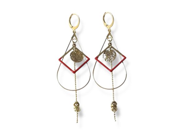 Boucles d'oreilles écrous émail rouge Oh la la !