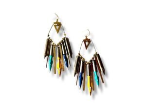 Boucles d'oreilles plumes de calligraphie jaune Graffiti