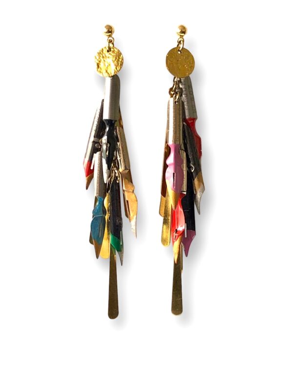Boucles d'oreilles plumes de calligraphie multicolore Graffiti