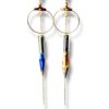 Boucles d'oreilles chaine plumes de calligraphie bleu Graffiti