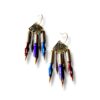 Boucles d'oreilles triangle ciselé plumes de calligraphie bleu Graffiti