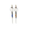 Boucles d'oreilles chaine plumes de calligraphie bleu Graffiti