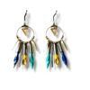 Boucles d'oreilles rondes plumes de calligraphie jaune Graffiti