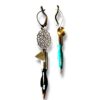 Boucles d'oreilles asymétriques plumes de calligraphie turquoise Graffiti