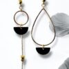 Boucles d'oreilles dépareillées écrous émail noir Oh la la ! Margaux Coquelicot.