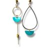 Boucles d'oreilles dépareillées émail turquoise Oh la la !