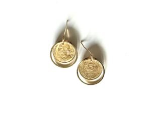 Boucles d'oreilles avec pièces de monnaie 5 centimes Margaux Coquelicot.