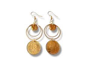 Boucles d'oreilles avec pièces de monnaie et anneaux Margaux Coquelicot.