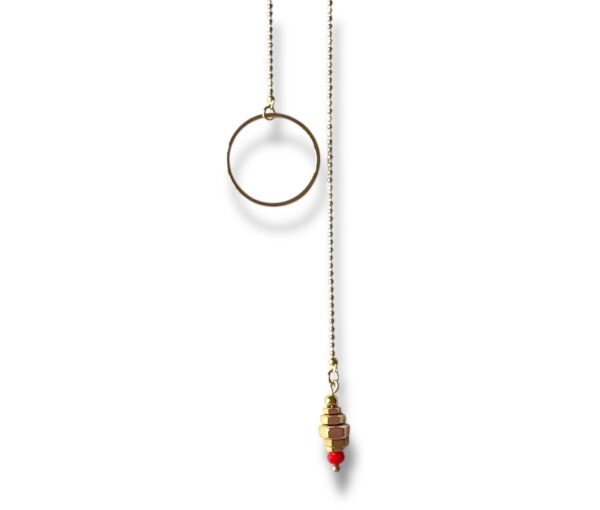 Collier cravate écrous anneau rouge Oh la la !
