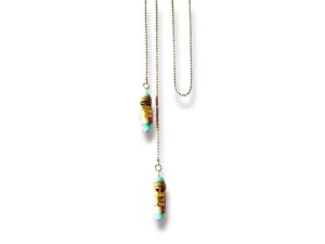 Collier cravate écrous turquoise Oh la la ! pensé par Margaux Coquelicot.
