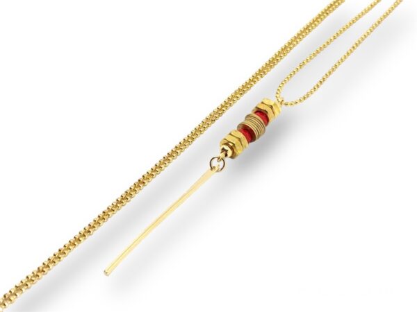 Collier sautoir écrous rouge Oh la la !