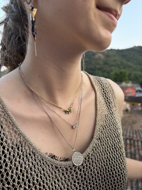 Collier ras du cou de la collection Oh la la ! couleur turquoise.