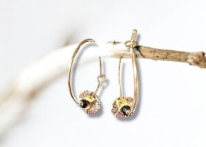 Boucles d'oreilles créoles fleurs noir de la collection Oh la la !.