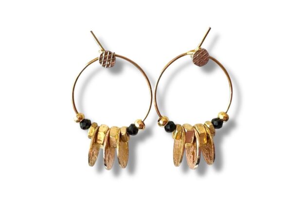 Boucles d'oreilles créoles pampilles écrous noir Oh la la ! Boucles d'oreilles créoles pampilles noir de la collection Oh la la !