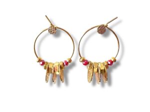 Boucles d'oreilles créoles pampilles rose de la collection Oh la la !