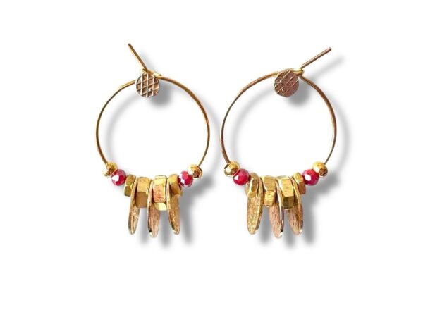 Boucles d'oreilles créoles pampilles écrous rose Oh la la ! Boucles d'oreilles créoles pampilles rose de la collection Oh la la !