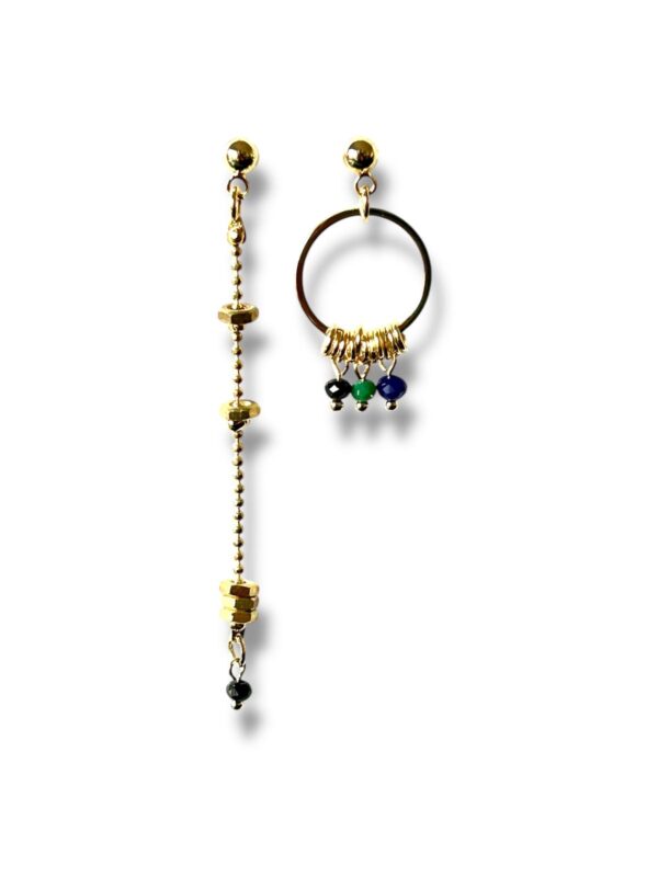 Boucles d'oreilles dépareillées écrous noir, vert, bleu Oh la la ! Boucles d'oreilles dépareillées de la collection Oh la la !