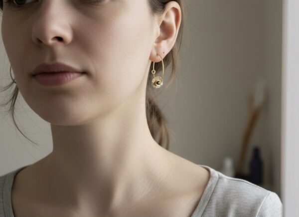 Boucles d'oreilles créoles fleurs vert Oh la la !